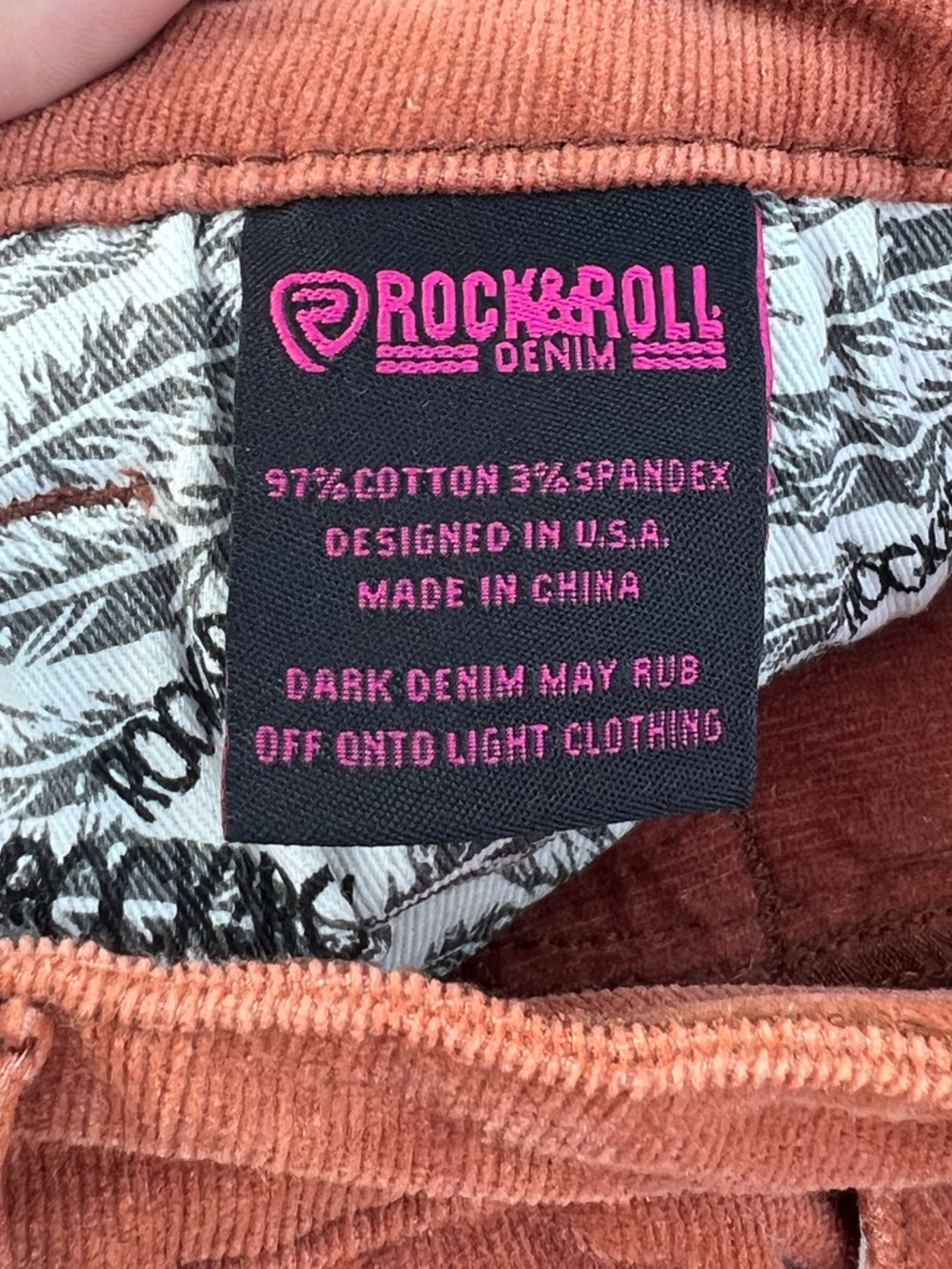 Rust Corduroy Boot-Cut Pants with Floral Embroidery - Picture 10 of 12